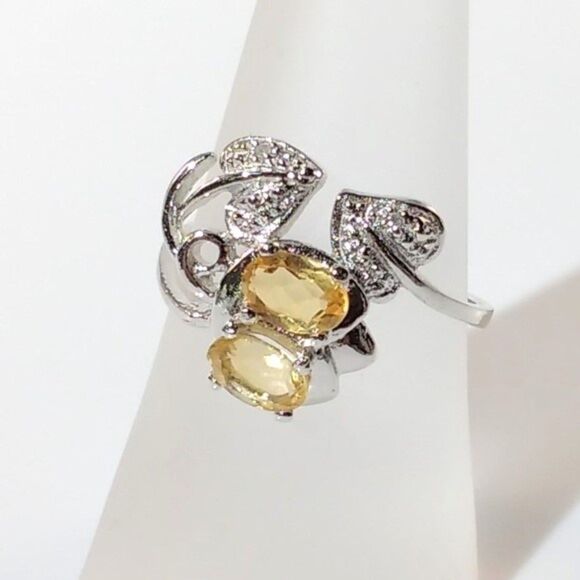 Citrine Bypass Ring Sterling Silver Size 7 - Picture 7 of 8